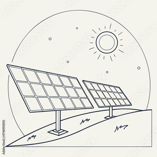 Vector art of solar panel, line art
