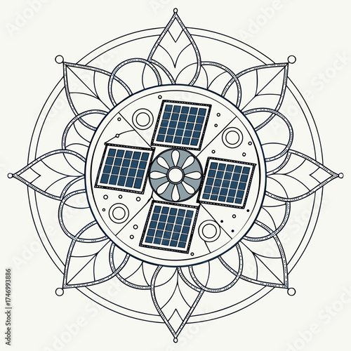 Vector art of solar panel mandala