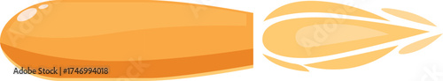 Cartoon illustration of a simple orange missile flying and leaving an exhaust trail