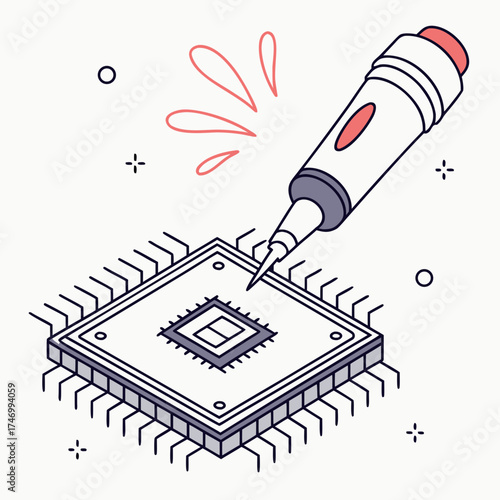 Vector art of soldering iron on chip