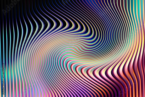 Fotografie Abstract psychedelic swirl pattern with vibrant iridescent colors and a hypnotic