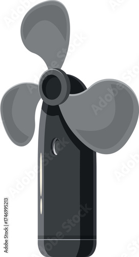 Portable fan spinning its blades, creating a cooling airflow for personal comfort