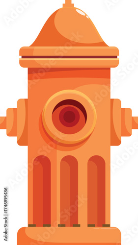 Cartoon style orange fire hydrant, essential equipment for firefighters battling blazes and ensuring public safety