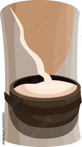 Fresh rubber latex is dripping into a wooden bowl attached to a rubber tree, ready for processing and manufacturing