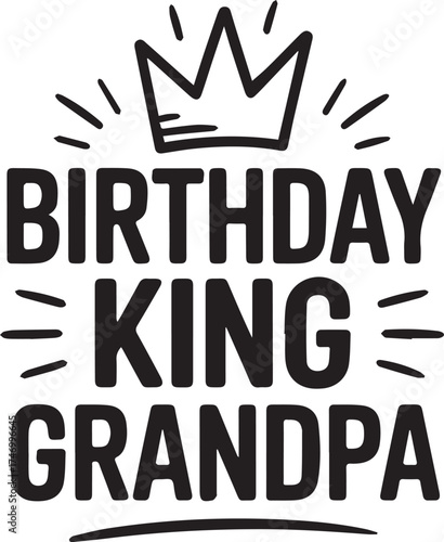 Birthday king grandpa crown graphic isolated on white background