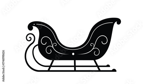 Vintage christmas sleigh silhouette festive holiday transportation decorative element for winter season celebrations isolated on white background
