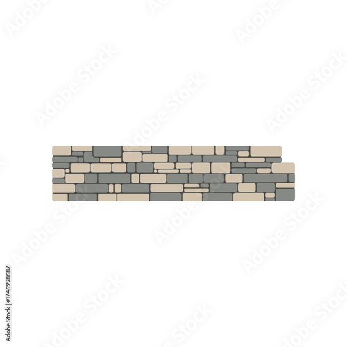 Seamless pattern of stacked natural stone veneer wall cladding with varied neutral colors and irregular shapes for architectural texture