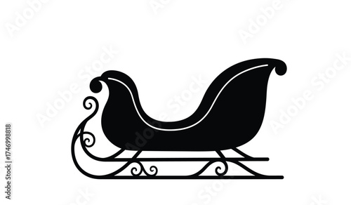 Classic silhouette of santa claus sleigh silhouette isolated on white traditional christmas holiday transportation winter season festive celebration symbol isolated on white background