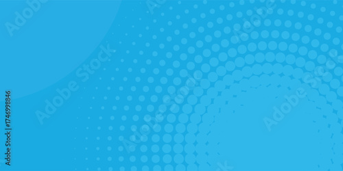 Halftone dots on blue background. Comic pop art style blank layout. Template design for comic book, presentation, sale or web banner.