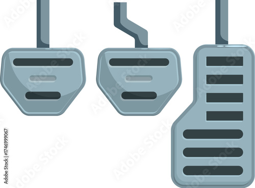 Car pedals enabling acceleration, braking, and clutch control in driving