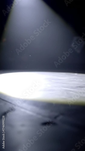 Dramatic Spotlight on an Empty Stage Floor, Close Up


