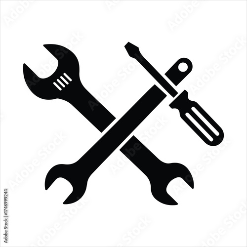 Crossed wrenches and screwdriver tools icon for repair maintenance service and construction industry