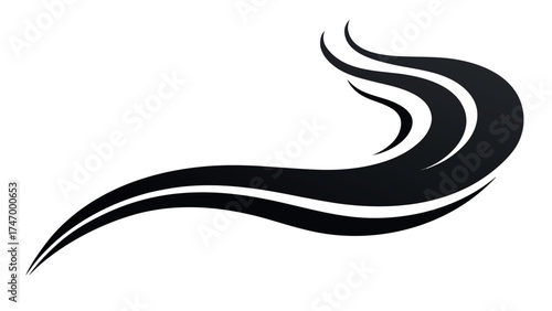 Abstract black smoke wave design on white