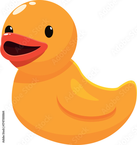 Yellow rubber duck floating and having fun during bath time