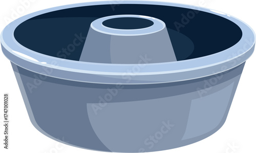Round metal baking dish with a central tube, ready for cake batter, promising a delightful culinary experience