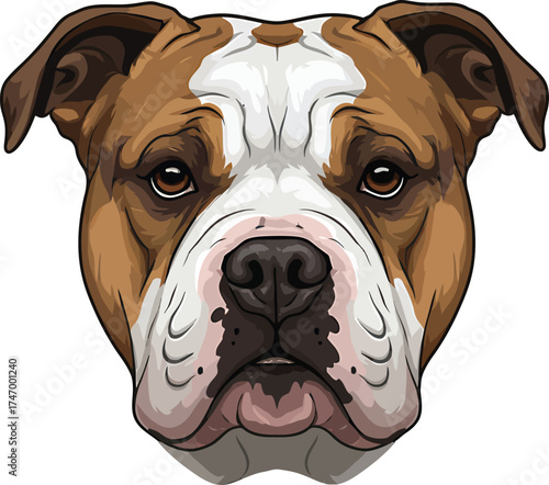 American Bulldog Vector dog Breeds Illustrations white color background
