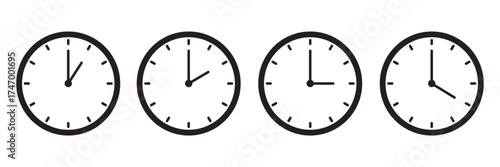 Clock icon set. Time icon vector. watch icon symbol. Schedule timer sign for UI designs.