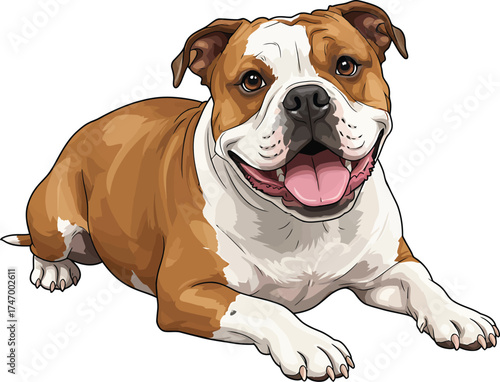 American Bulldog Vector dog Breeds Illustrations white color background
