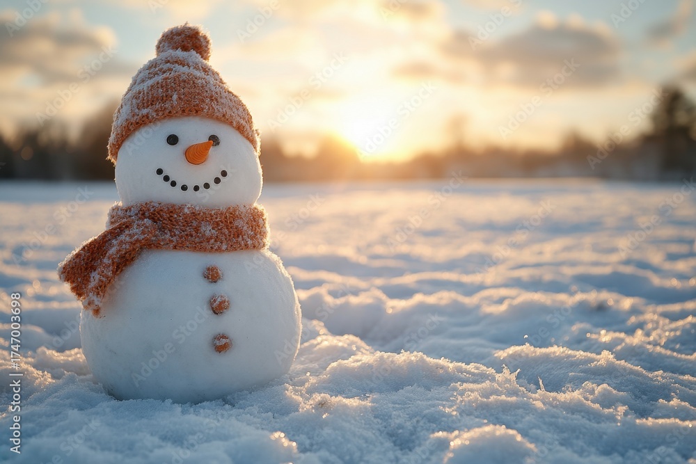 Obraz premium Snowman standing in the snow.