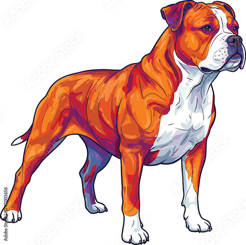 American Bulldog Vector dog Breeds Illustrations white color background