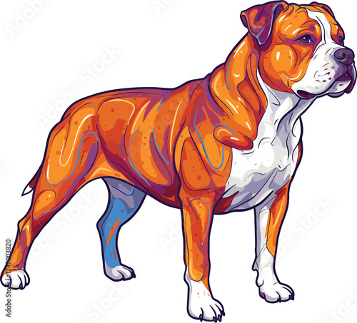 American Bulldog Vector dog Breeds Illustrations white color background
