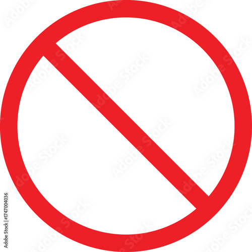 Prohibition Sign Vector Red Circle with Slash No Entry Forbidden Symbol