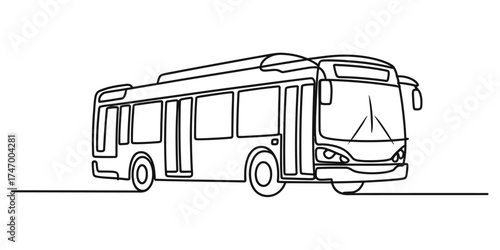 Continuous one line drawing of a modern city bus art illustration vector