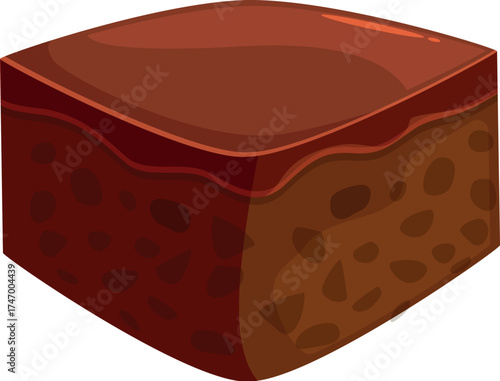Sweet chocolate brownie with a glossy top layer, creating an irresistible treat for dessert enthusiasts
