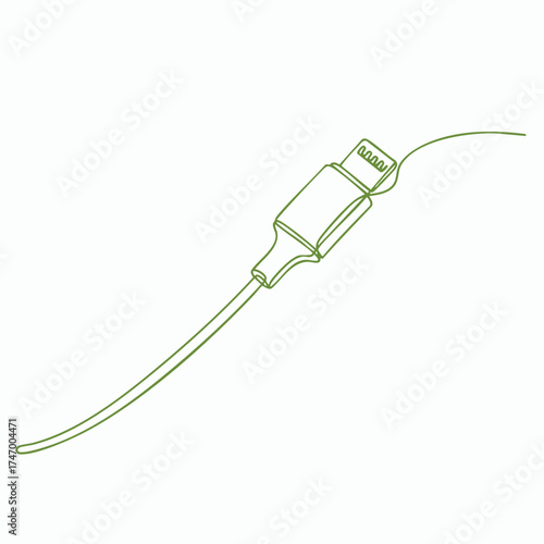 Close-up of a single USB-C charging cable with a sleek design and flexible cord for electronic devices and fast data transfer