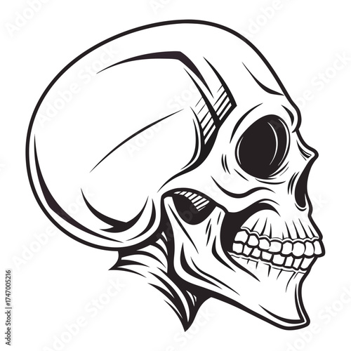 Black silhouette human skull with hollow eyes vector