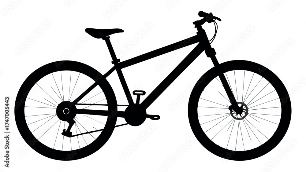 Fototapeta premium Black mountain bike silhouette on white background