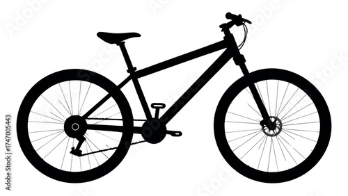 Black mountain bike silhouette on white background