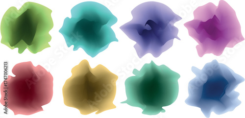 Colorful Watercolor Texture Heart and Flower Symbol Vector – 3D Art Design with Cream Paint, Abstract Shapes, and Romantic Illustration Elements