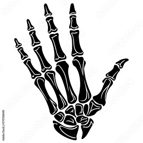 Black skeleton hand icon white background black vector