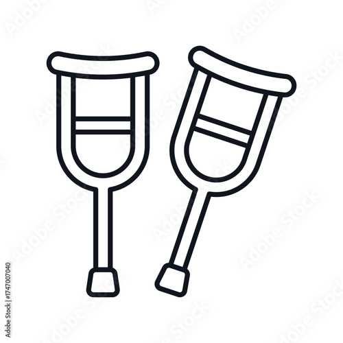 Crutch  icon with white background vector stock illustration