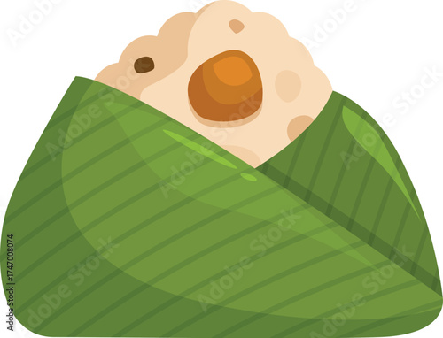 Steamed glutinous rice dumpling with savory filling, wrapped in fragrant banana leaves, embodying the cultural heritage of dragon boat festival