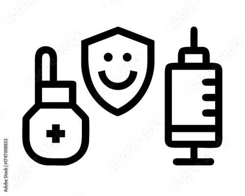 Essential vaccination and health protection symbols