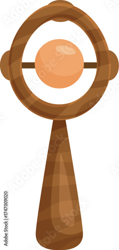 Brown wooden baby rattle making soothing sounds for newborn
