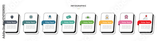 Timeline Creator infographic template. 8 Step timeline journey, calendar Flat simple infographics design template. presentation graph. Business concept with 8 options, gantt vector illustration.
