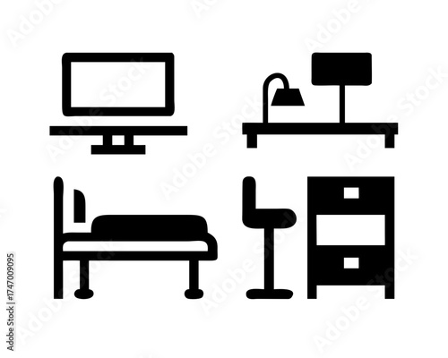 A collection of bedroom furniture icons