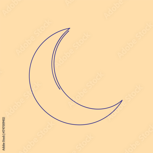 Minimalist crescent moon outline on a soft pastel emphasizing simplicity and elegance in celestial design