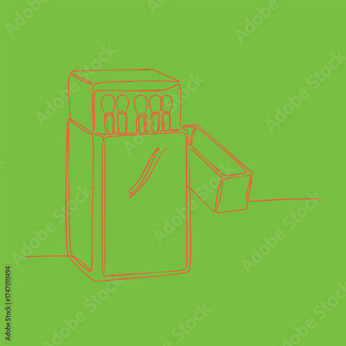 Red outline of a vintage cigarette vending machine with a coin slot and multiple cigarette packs on a bright green