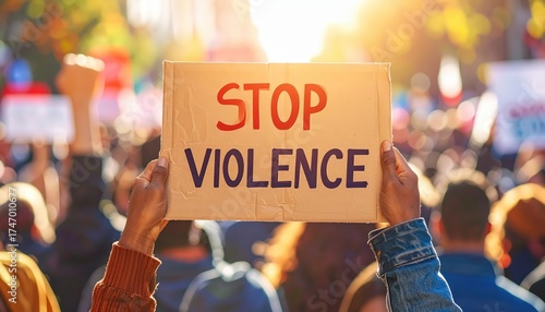Human hands holding the sign 