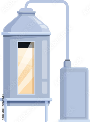 Industrial equipment processing milk products in modern dairy factory
