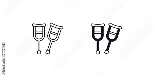 Crutch  set icon with white background vector stock illustration