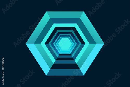 Glowing Glass Hexagon Tunnel Sci Fi Background Illustration