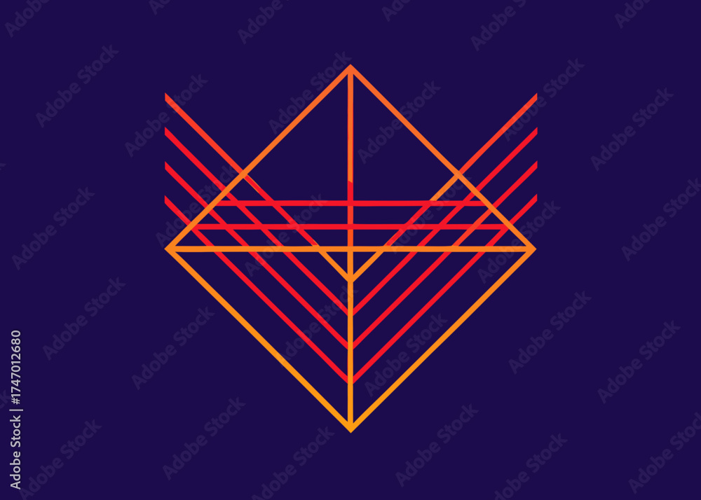 Naklejka premium Minimalist Geometric Line Gradient Composition Background Illustration