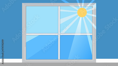 Realistic Sunlight Through Frosted Glass Window Background Illustration