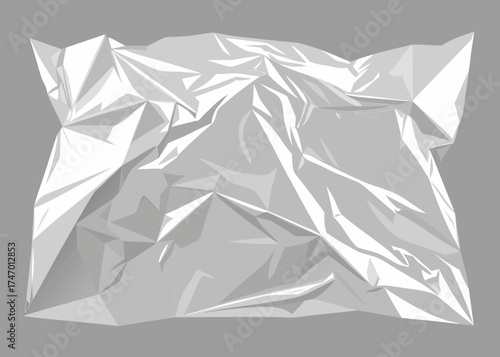 Silver Foil Crumpled Texture with Reflections Background Illustration