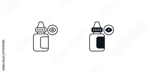 Eye Drop set icon with white background vector stock illustration